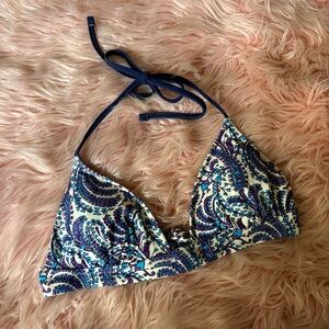 J. Crew Purple Paisley Plunge Bikini Swimsuit Top Size Small